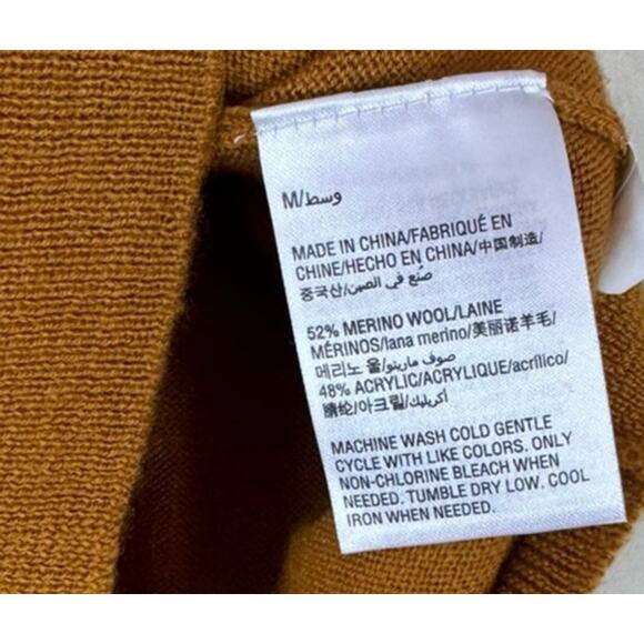 Club Room Mens Medium V Neck Sweater Mustard Yellow Merino Wool Acrylic - Picture 5 of 8